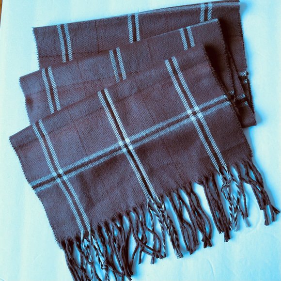 DOCKERS Men's Italian Long Window Pane Plaid Scarf NWOT - Picture 2 of 5